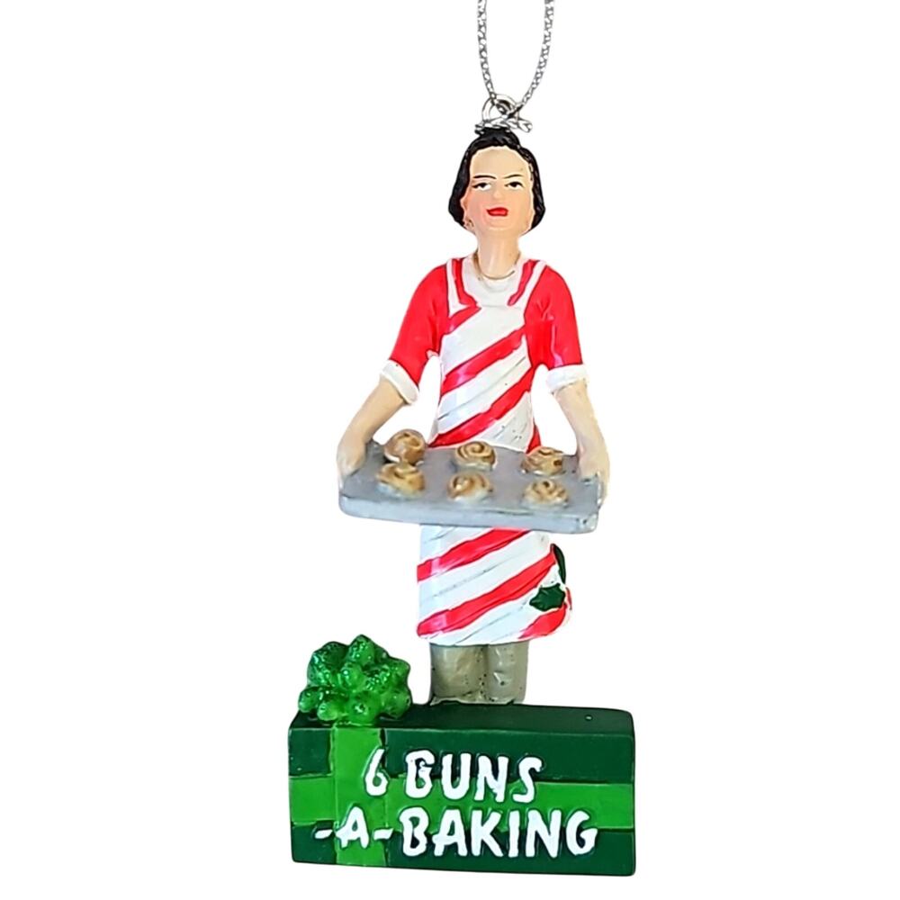 Vintage 6 Buns-A-Baking Housewife Baking Cookies Christmas Ornament HTF